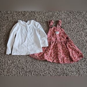 OshKosh B'gosh Corduroy Overall Floral 2 Piece Dress | 2T